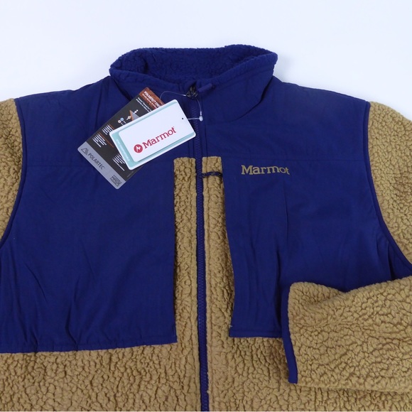 Marmot Wiley Shearling Fleece Jacket NWT Polartec Colorblock Chest Pocket - Picture 1 of 11